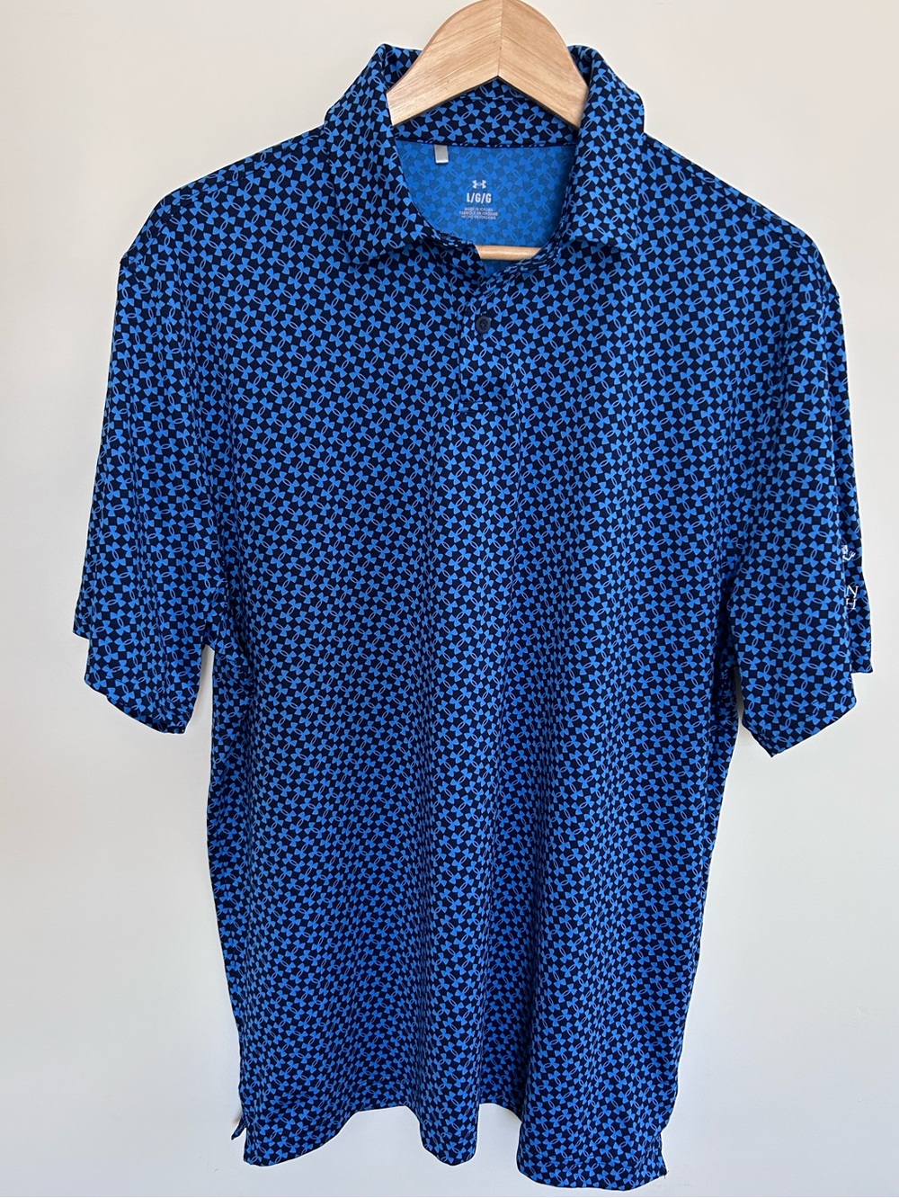 Under Armour Royal Blue Logo Print Golf Shirt “Troon North” ~ Large